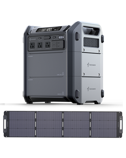 Portable Power Station Cube 2000 with Solar Panels. Solar Generator from Segway.