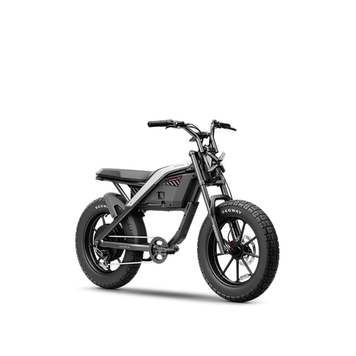 Segway Xyber Air Electric Bike in Silver, front right view