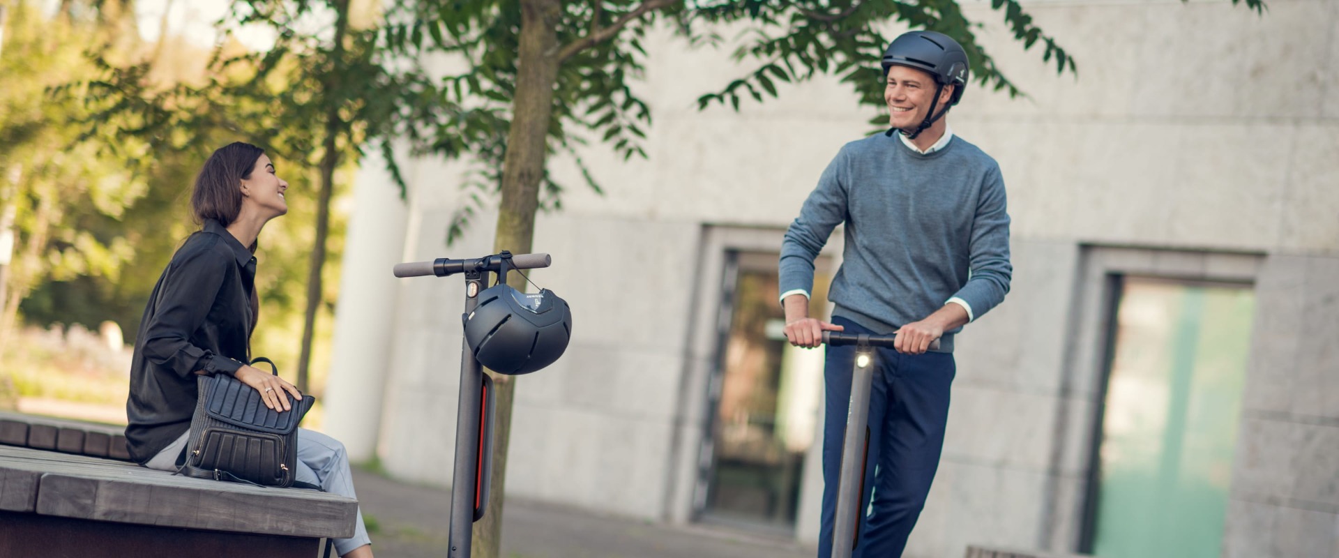 Man enjoying riding a Segway electric scooter