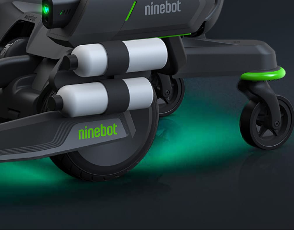 Close-up of cool lighting effects on the Ninebot Mecha Kit