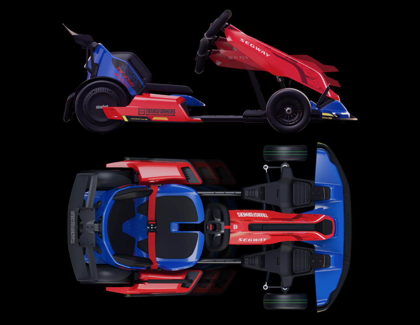 Bird's eye view and side view of Segway Optimus Prime electric gokart